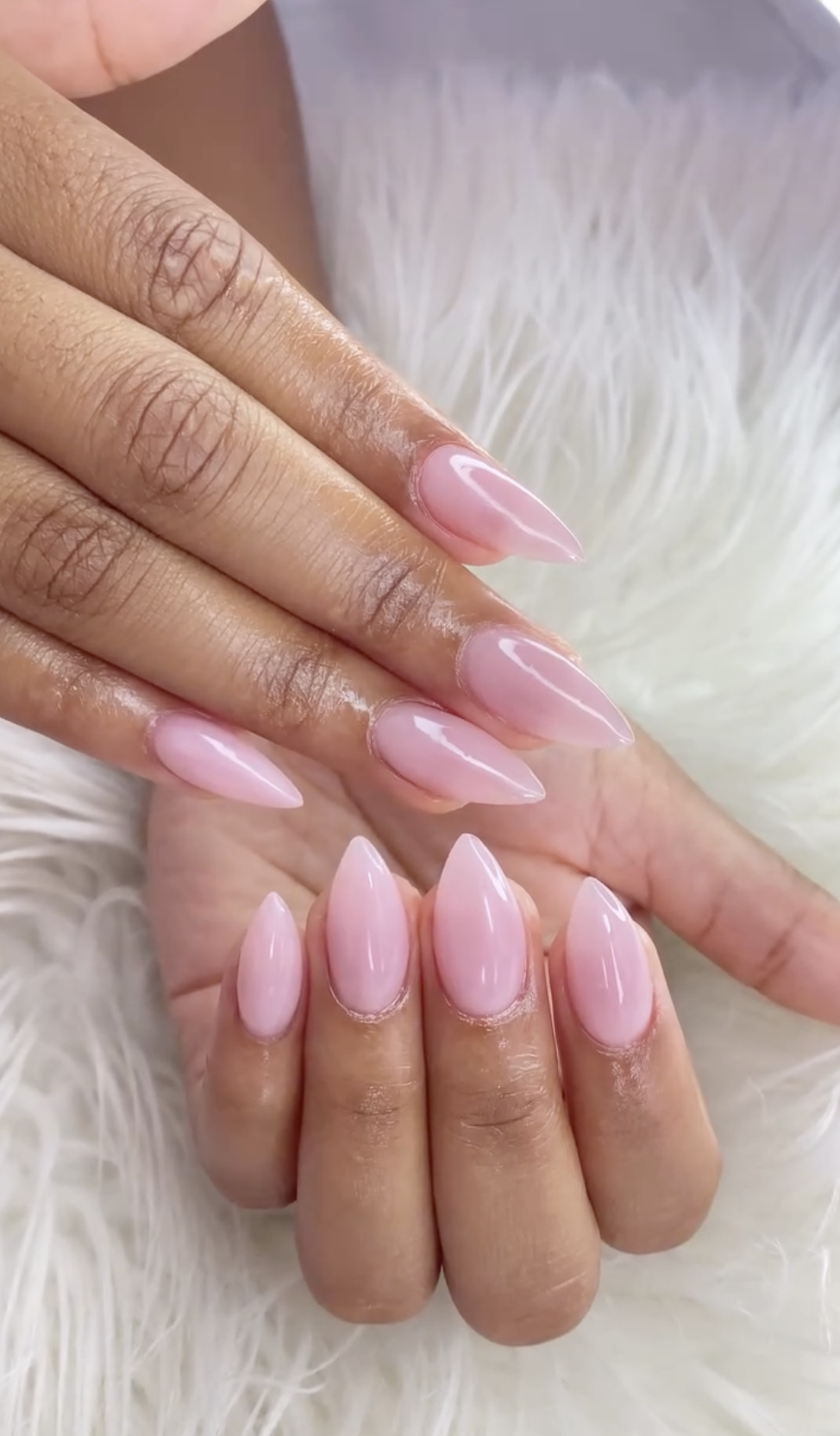 Plain soft pink almond nail set